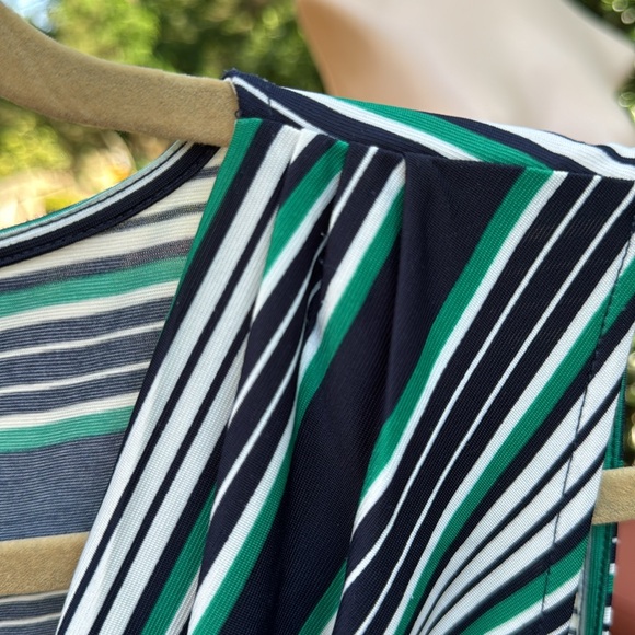 Ann Taylor Top, Navy, Green, and White Striped, Medium - Picture 7 of 8